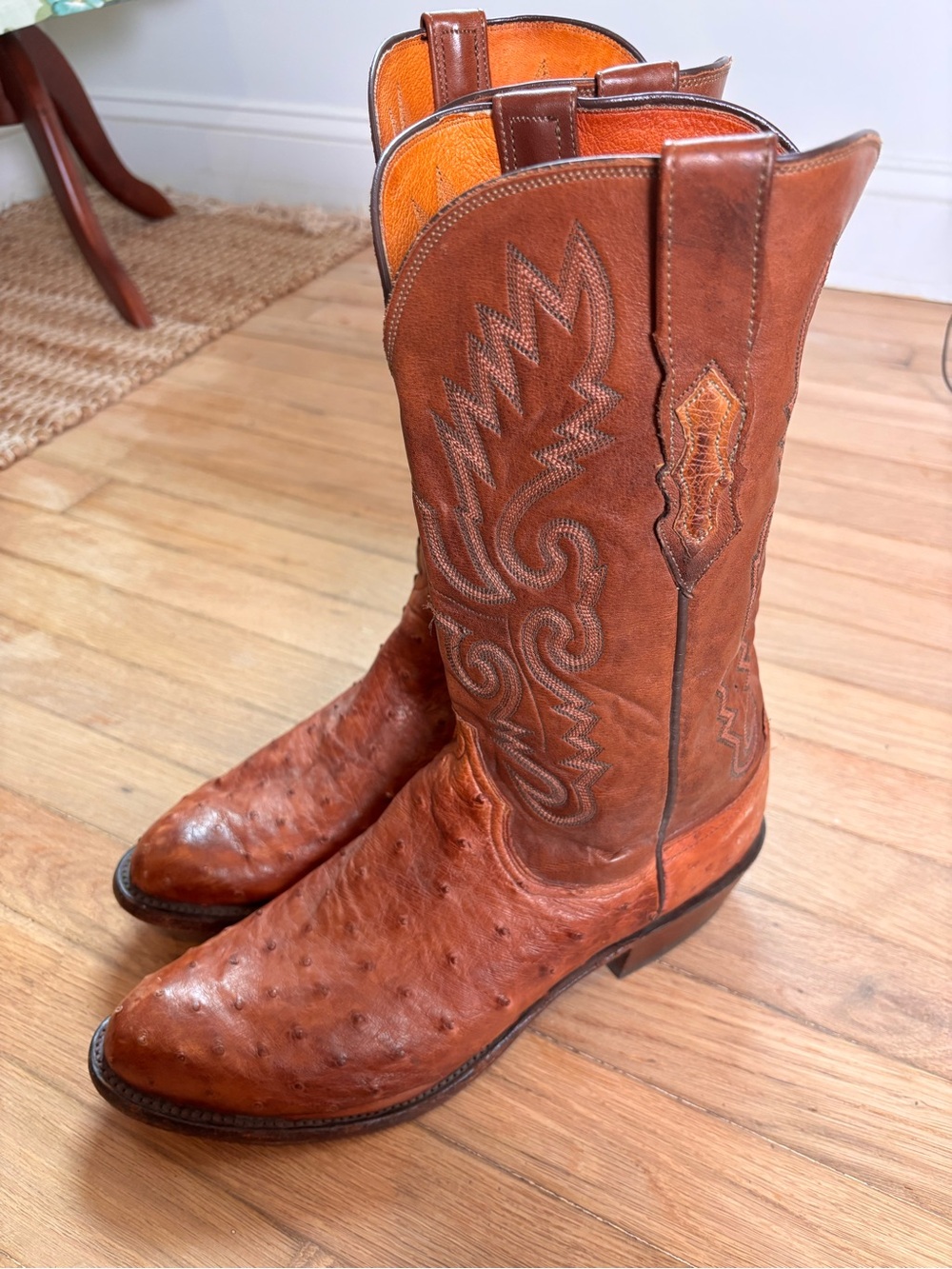 Vintage Lucchese 1883 Ostrich Cowboy Boots Men’s 11 EE Cognac Western